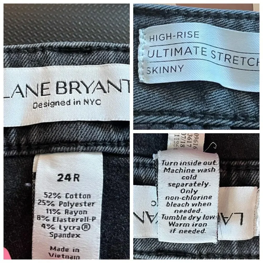 Lane Bryant Women’s Jeans High Rise Skinny Ultimate Stretch Black Wash Size 24R - Picture 5 of 7